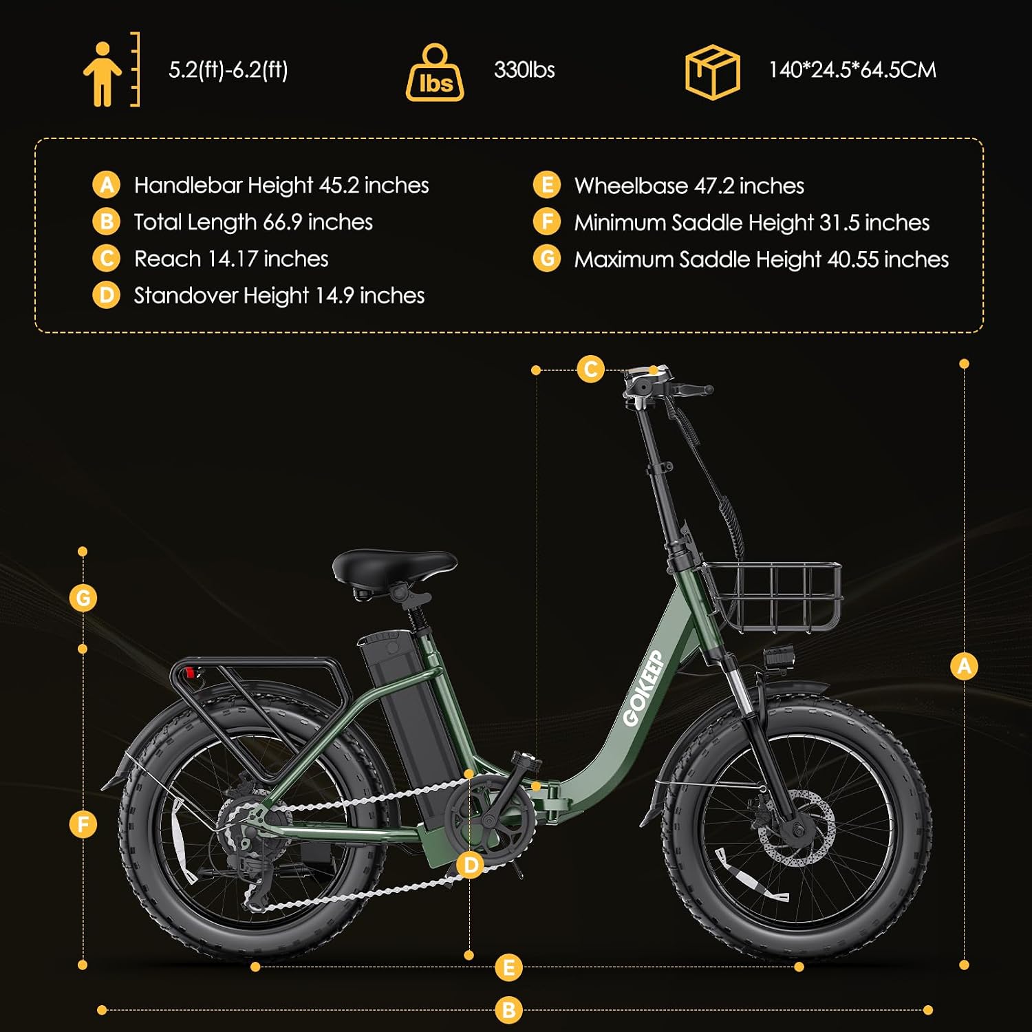 Electric Bike for Adults 20' Fat Tire 1300/1800W Peak Motor 52V 13/18.2AH Removable Battery 35/86 Miles PAS Range,20MPH,Folding EBike with Shimano 7 Speed and Adjustable Seat