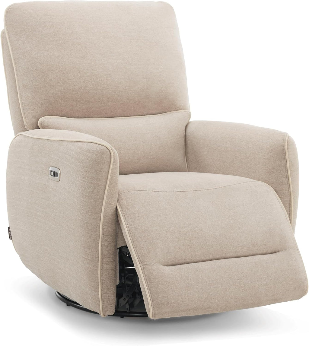 MCombo Swivel Glider Rocker Power Recliner Chair, Electric Swivel Rocker Recliner with USB Charging Ports for Living Room and Nursery, Fabric 6922 (Beige)