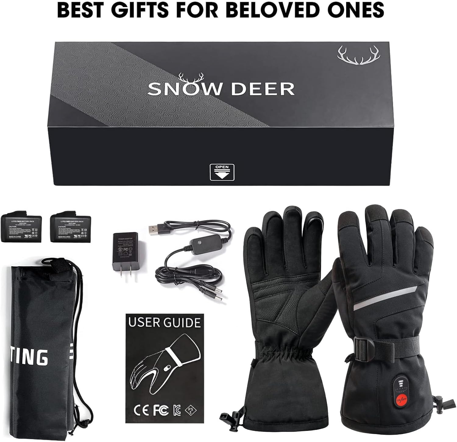 SNOW DEER Heated Motorcycle Gloves for Men Women, Electric Glove Rechargeable Battery Heated Hand for Motorcycle Biking Hunting Arthritis Skiing Working