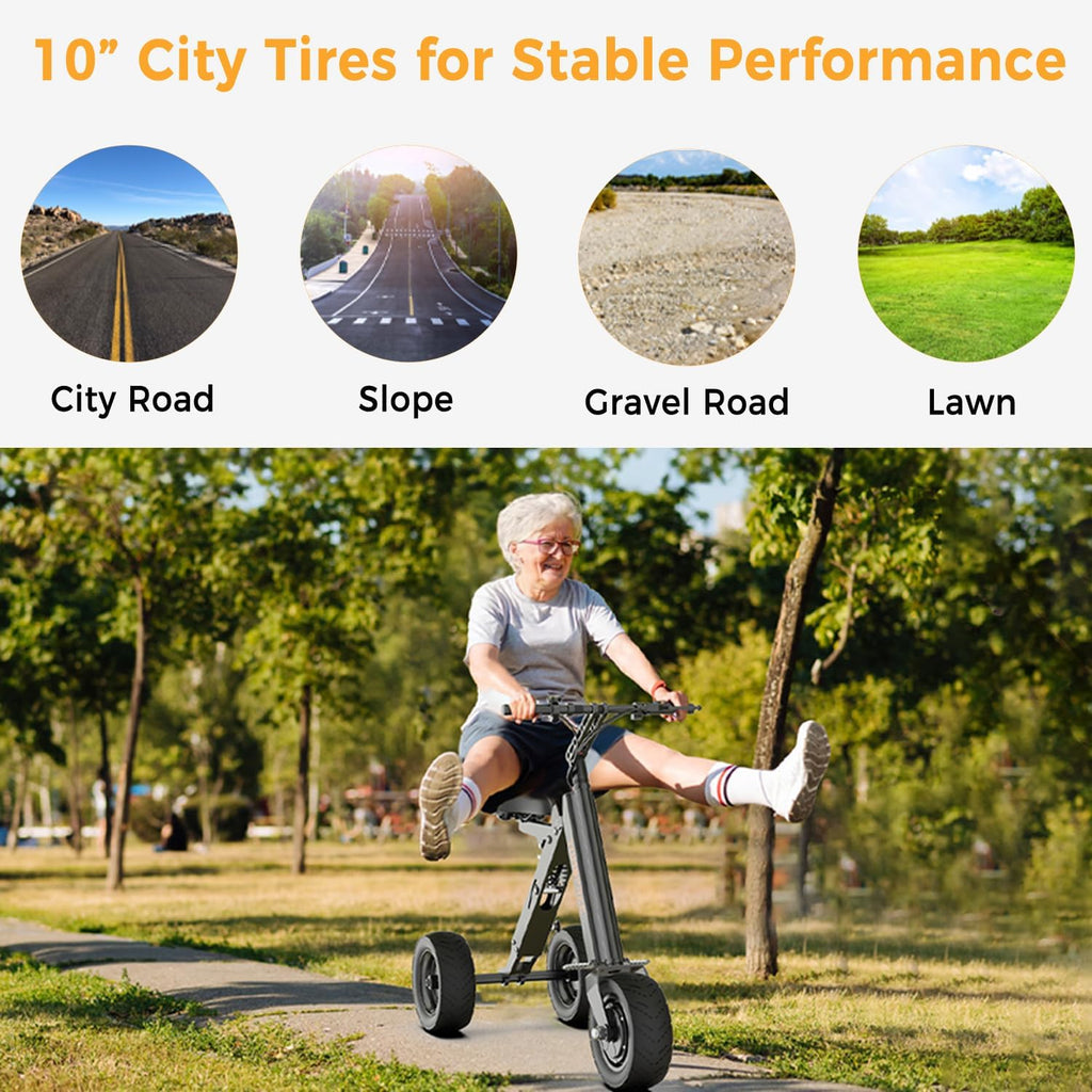 3-Wheel Electric Scooter with Seat, 42lbs Lightweight Foldable Mobility Scooter for Adults,Rear Suspension, 36V 7.5Ah Battery, Max 15mph/15miles Electric Tricycle, Daily Commutes for Seniors