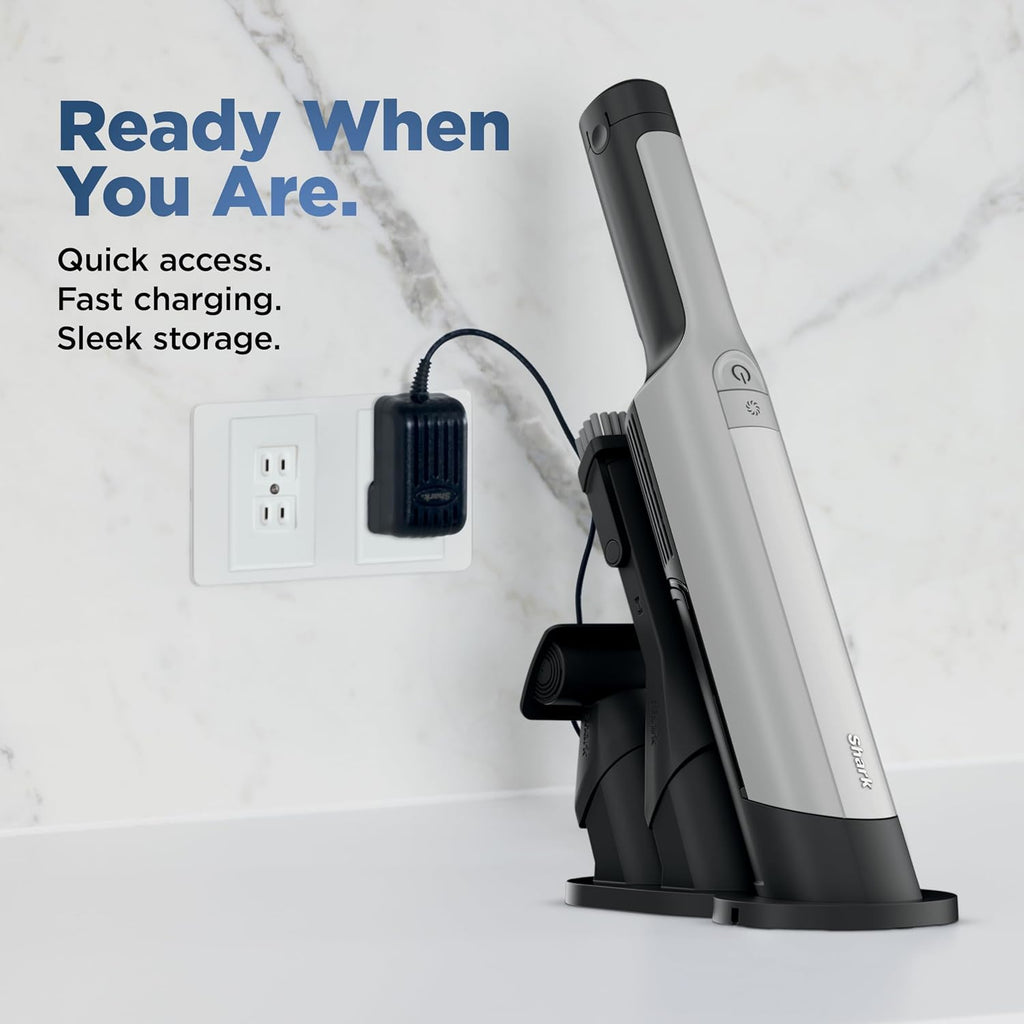 Shark WANDVAC Power PET Cordless Hand Vac, Ultra-Lightweight & Portable with Powerful Suction & Boost Mode, NEW FurFins Tool & Duster Crevice Tool, Designed for Car & Pet Homes, White, WV410WH