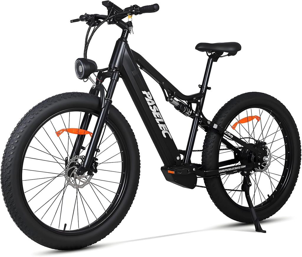 PASELEC Electric Bike for Adults, 1300W Peak Motor E-bike, 27.5'x3.0' Fat Tire Electric Mountain Bike With Full Suspension, 15.6Ah Removable Battery Adult Electric Bicycle, 70 Miles Max Range, 8-Speed