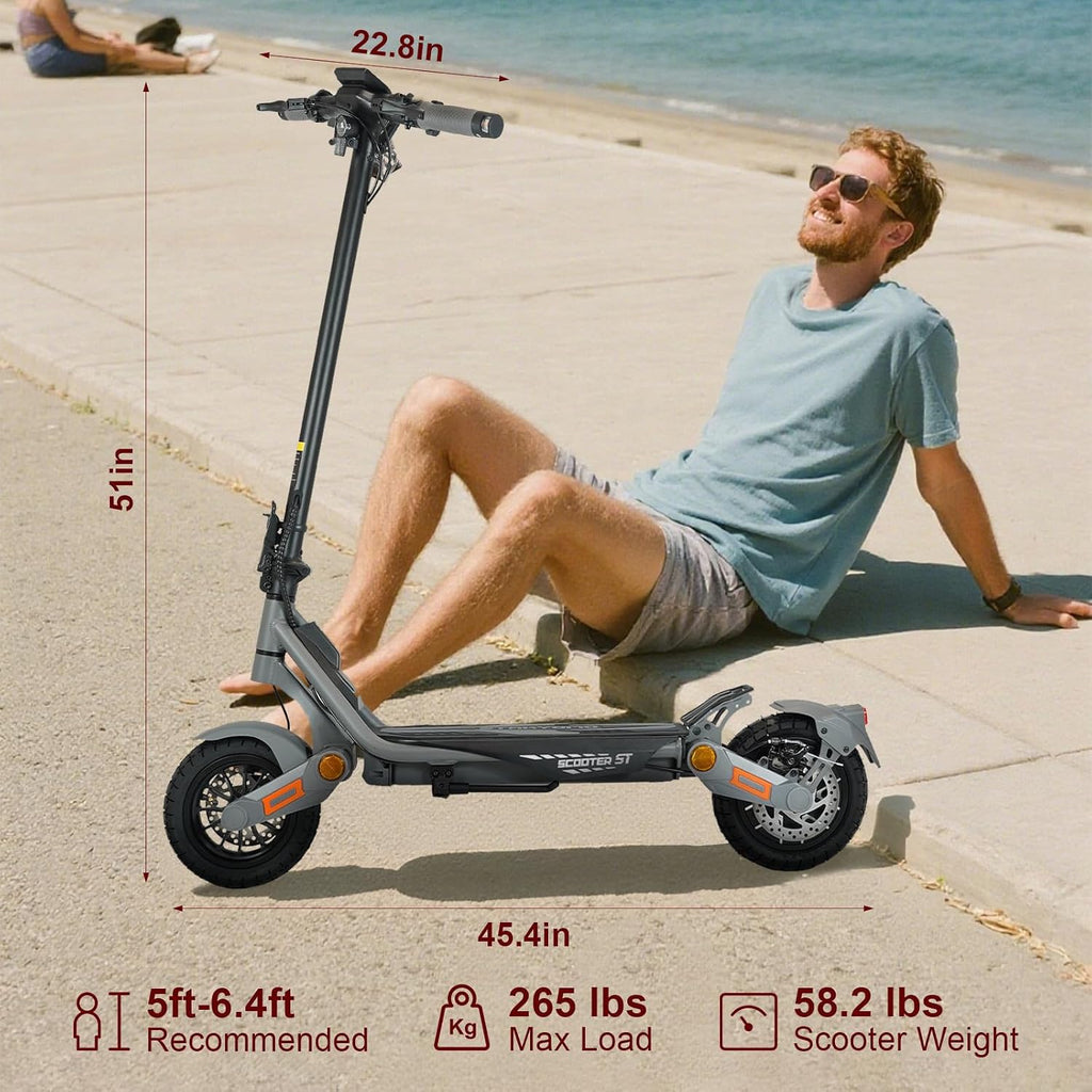 Fast Electric Scooter Adults, 1200W/5600W Off Road E Scooter, 35/50 Miles Long Range, 35/50 MPH Top Speed, 10/11' Tires, Foldable Kick Scooter for Adults and Teens with Dual Suspension