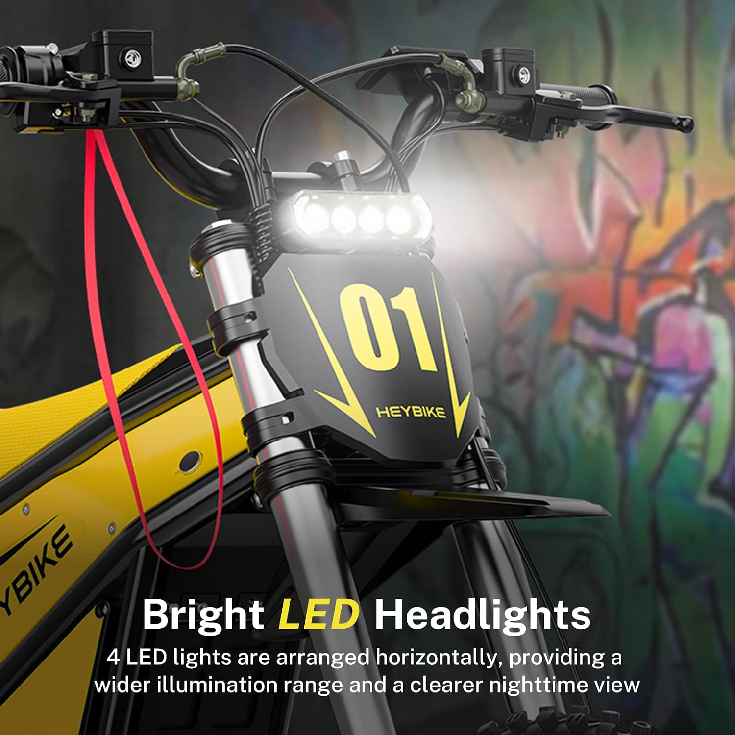 Heybike Villain Electric Dirt Bike, 4160W E Dirt Bike with 52V 26AH Battery, 14'/12' Fat Tire Electric Motorcycle for Teens, Max 45MPH Ebike with Reversing Function(with Crossbody Bag; Yellow&Black)