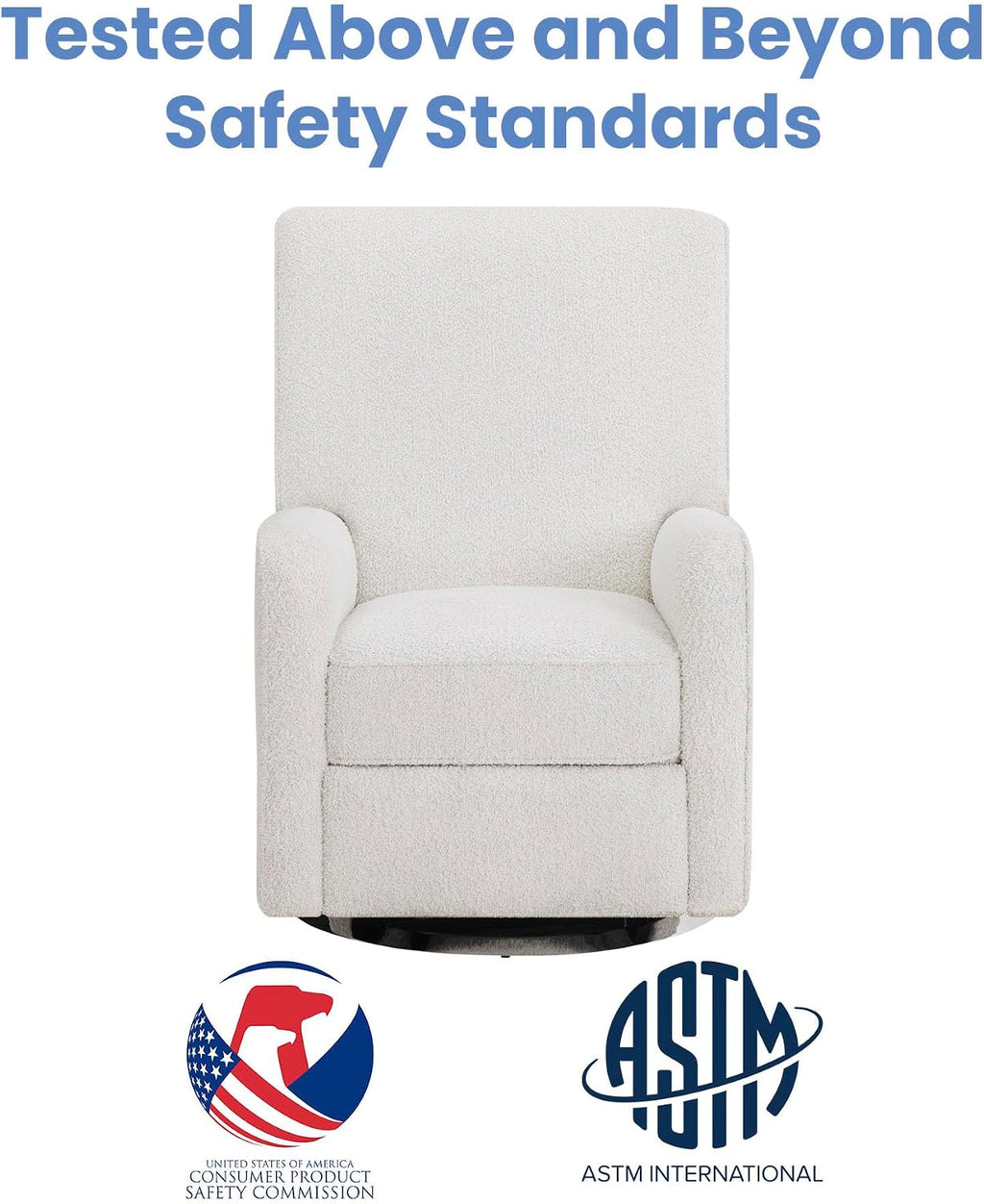 Delta Children Nest Nursery Swivel Recliner - Fabric is GREENGUARD Gold Certified and Oeko-TEX Standard 100 - Upholstered in a Unique Chenille Yarn for Blanket Like Softness, Oyster