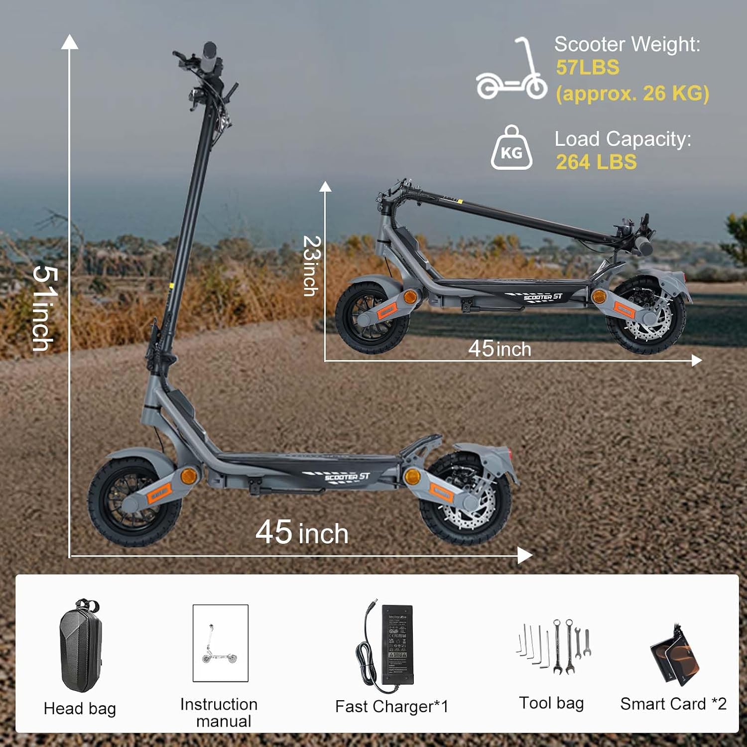 Electric Scooter for Adults, 5600W/1500W/1200W/800W Motor Fast Electric Scooter, 46/40/35 MPH Top Speed, 27Ah/20.8Ah/15.6Ah Battery, 10/11' Off Road Tire Foldable E-Scooter for Commuter Outdoor campus