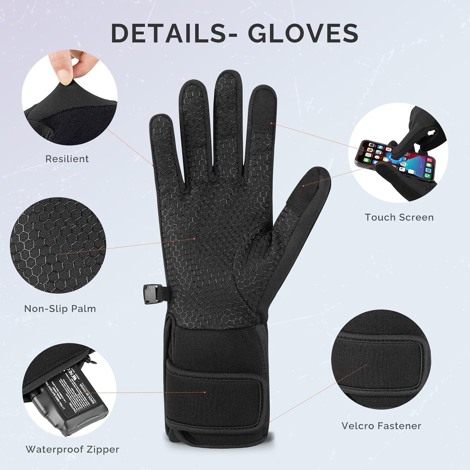 Heated Glove Liners for Men Women,Rechargeable Electric Battery Heating Riding Ski Snowboarding Hiking Cycling Hunting Thin Gloves Hand Warmer (Silicone Grip Liner, X-Small/Small)