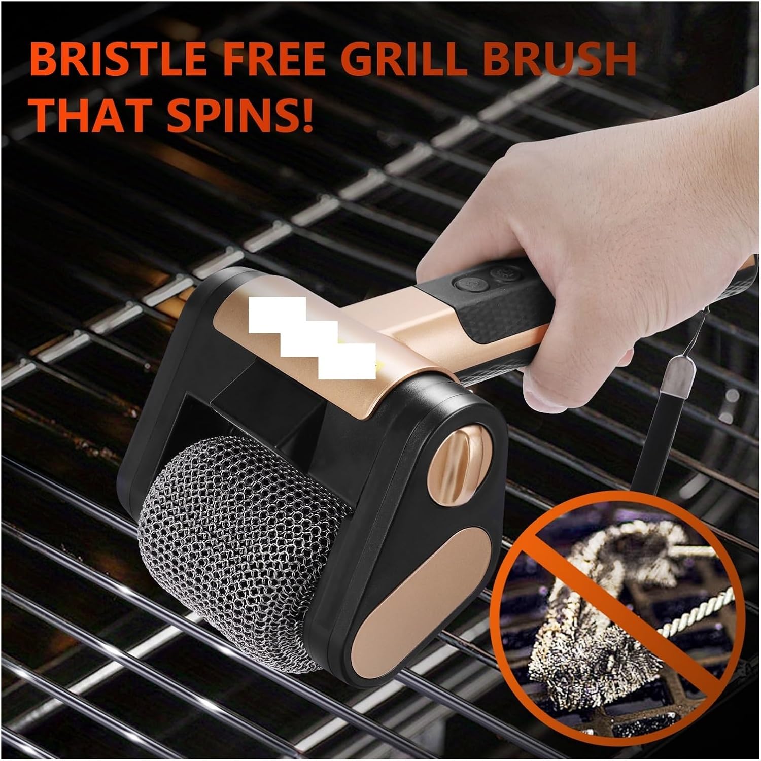Fit for Cordless Brushless Electric Grill Cleaner with Lights - BBQ Brush for Kitchen and Camping(Stye F)