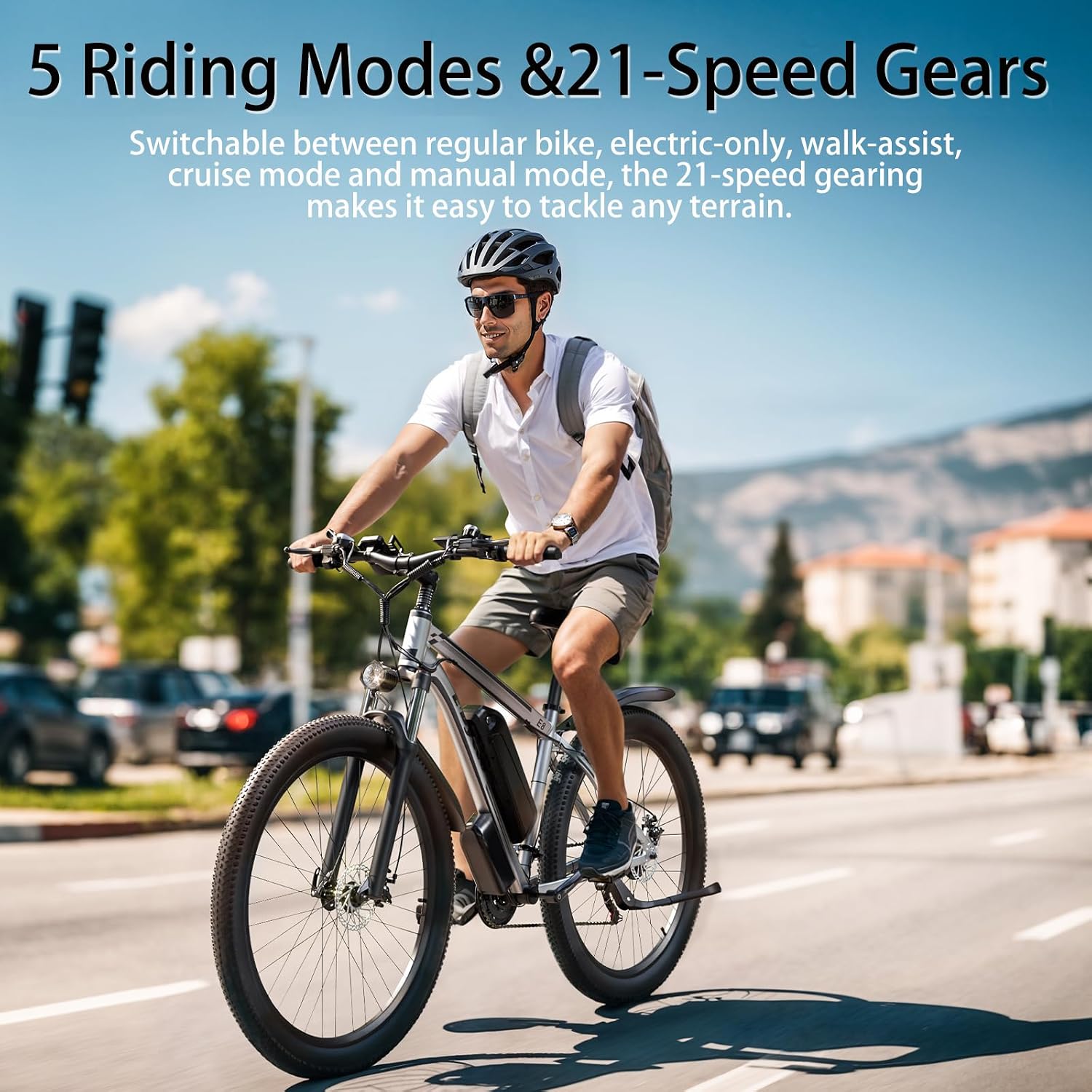 29 Inch Adult Commuter Electric Bike, 750 Watt/Peak 1000 Watt Motor 48V 17.5AH Removable Battery Electric Bike 29' x 2.1' 34MPH Electric Mountain Bike 21 Speed Gear Shift Electric Bike