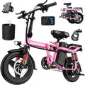 Heavy-Duty Foldable Electric Bike for Adults with 7 Shock Suspension, 500+ lbs Capacity, 740W Motor, 25MPH, 720Wh Battery, 20-Mile Range, 14' Fat Tires Commuter Bicycle for Road & Mountain Riding