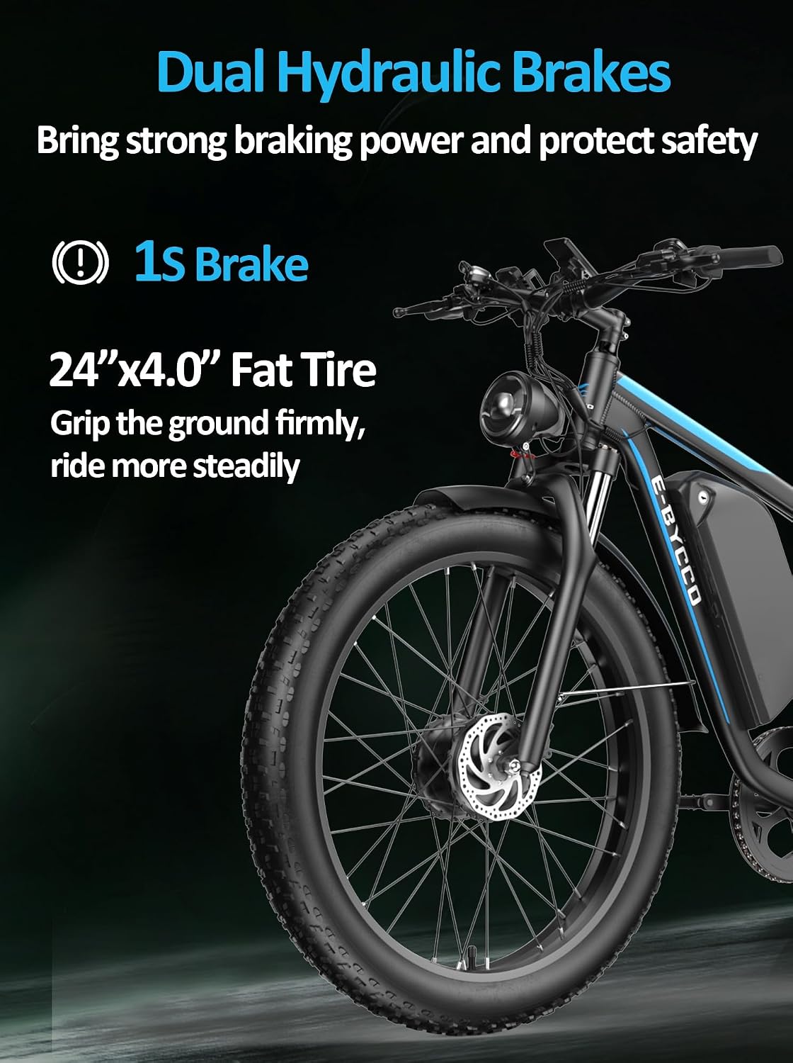 6000W Peak Electric Bike for Adults, 52V 32AH Dual Motor E-Bike, Up to 90Mile & 45 M P H All-Terrain Fat Tires Full Suspension 24/26 Inch Electric Bicycles Hydraulic Disc Brake for Road UL2849 by SGS