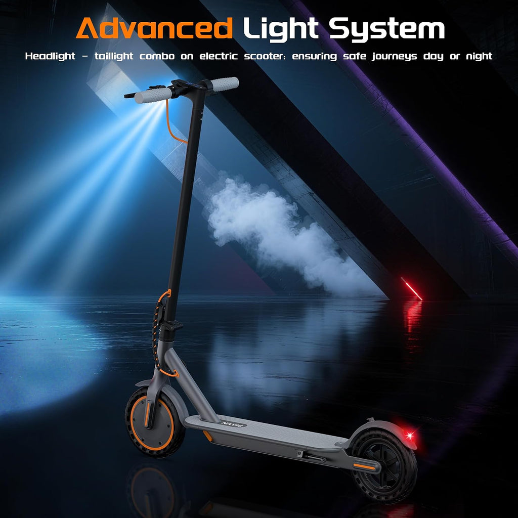 NAVIC Electric Scooter with Dual Suspension, 8.5'/10' Tires, 350W/500W Motor, 19/22 Mph, Max 22/25/27/49Miles Range, Foldable E Scooter for Adults with Braking, App Control