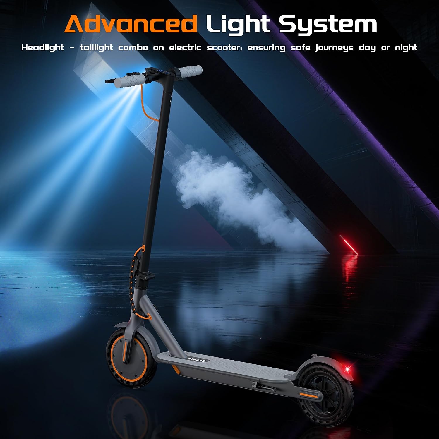 NAVIC Electric Scooter with Dual Suspension, 8.5'/10' Tires, 350W/500W Motor, 19/22 Mph, Max 22/25/27/49Miles Range, Foldable E Scooter for Adults with Braking, App Control