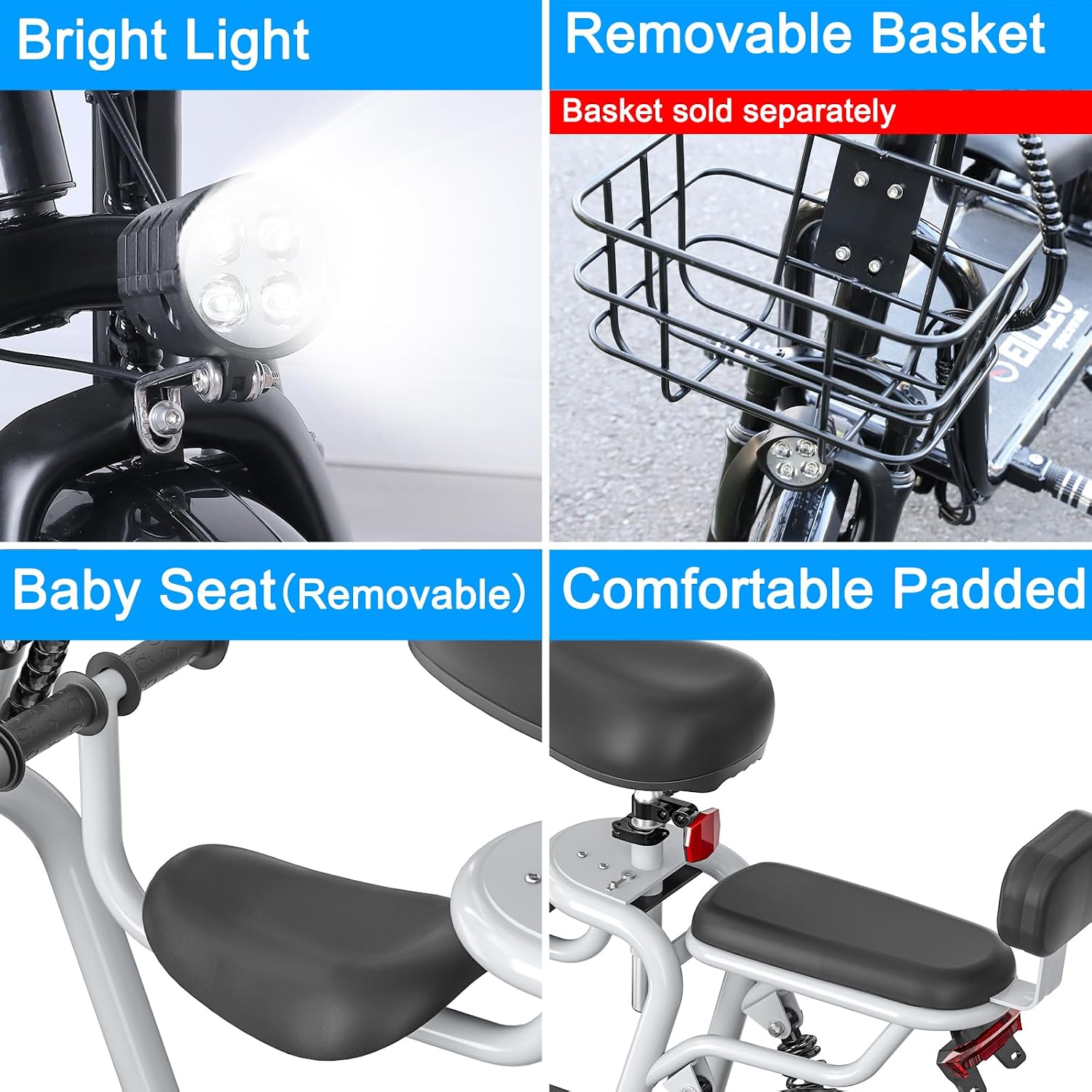 Electric Scooter with Seats for Adults Power by 500W Motor, E Bike with 14' Pneumatic Tire and 20 Miles Range&17.5Mph, Electric Bicycle for Women/Man Sliver Pro