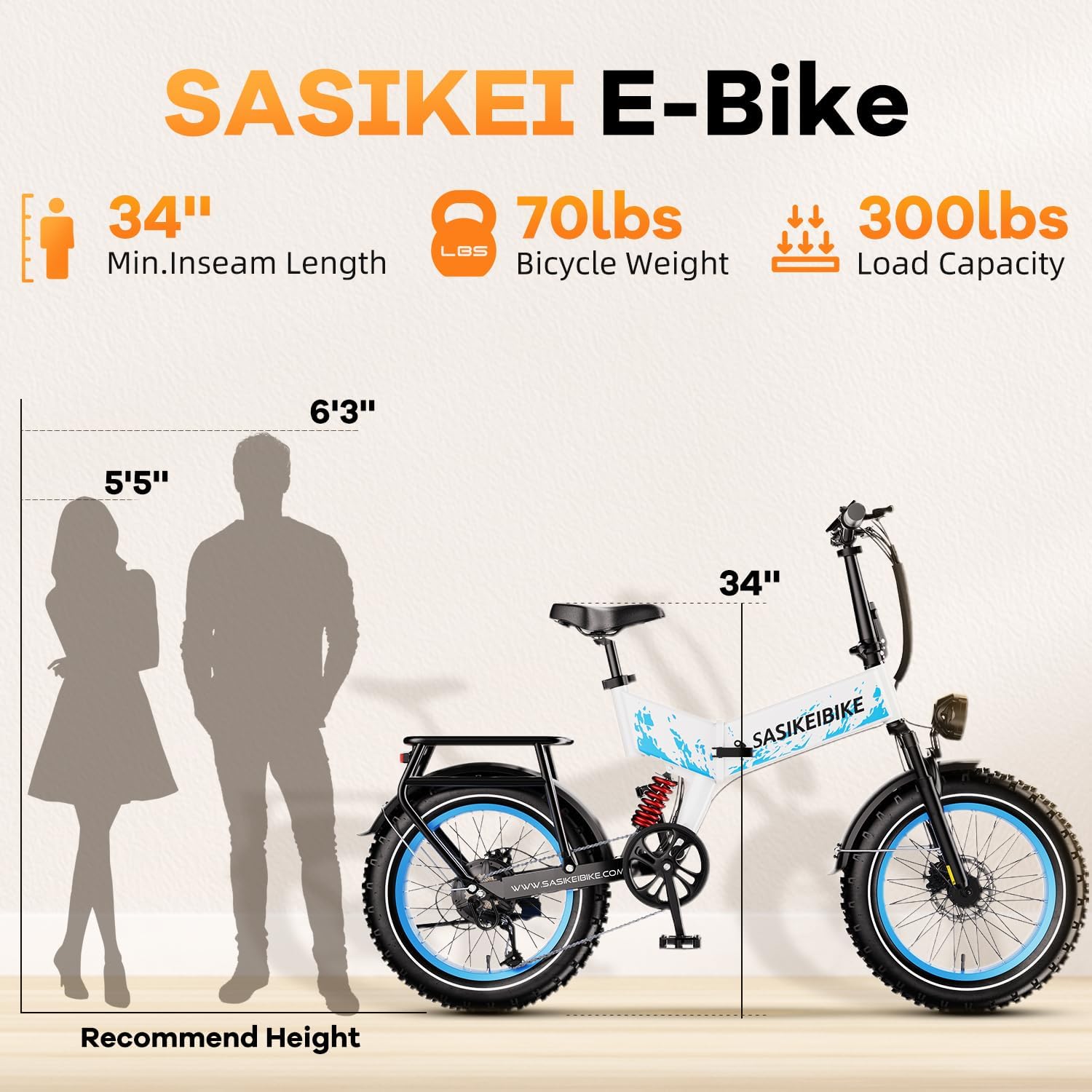 SASIKEIBIKE 1500W Folding Electric Bike for Adult,52V20Ah Removable Battery Ebike with 70Mile Max,20' x4.0 Fat Tire E-Bike, Foldable Dual Suspension Electric Bicycle for Commute,Mountain