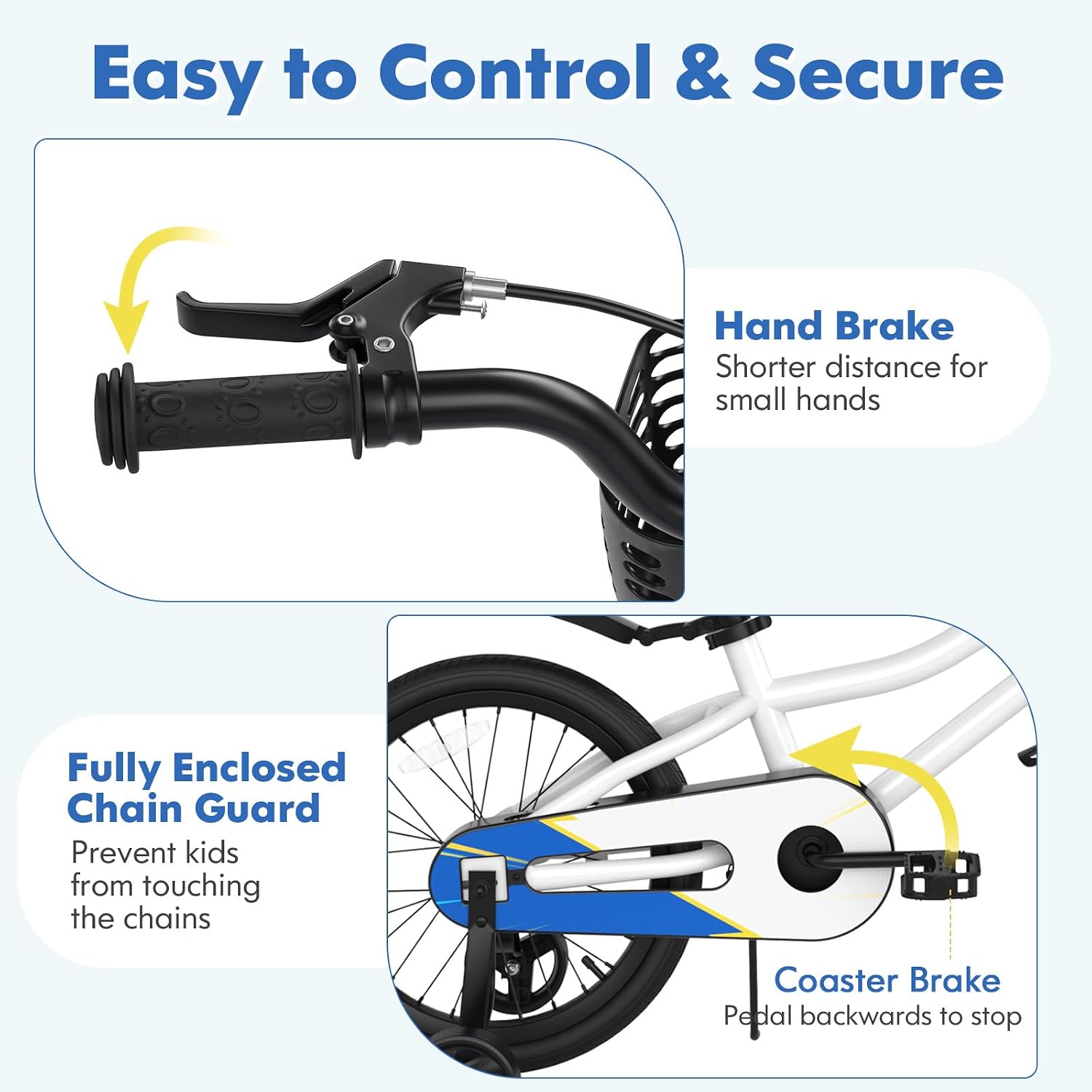 COSTWAY Kids Bike, 12 14 16 18 20 Inch Toddler Bike for Boys & Girls Aged 3-8 Years Old, Kids Bicycle w/Removable Training Wheels, Handbrake & Coaster Brake, Basket, Bell