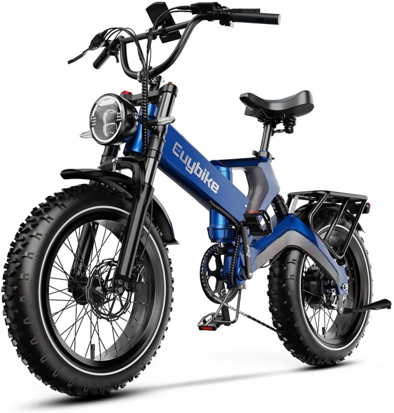 bluebiko 2000W/3000w Peak Electric Bike for Adults, 48V 35AH/52v 30AH Removable Battery, 100+Miles Long Range Foldable Electric Bike, 20'x4.0' Fat Tire, All Terrain Ebike