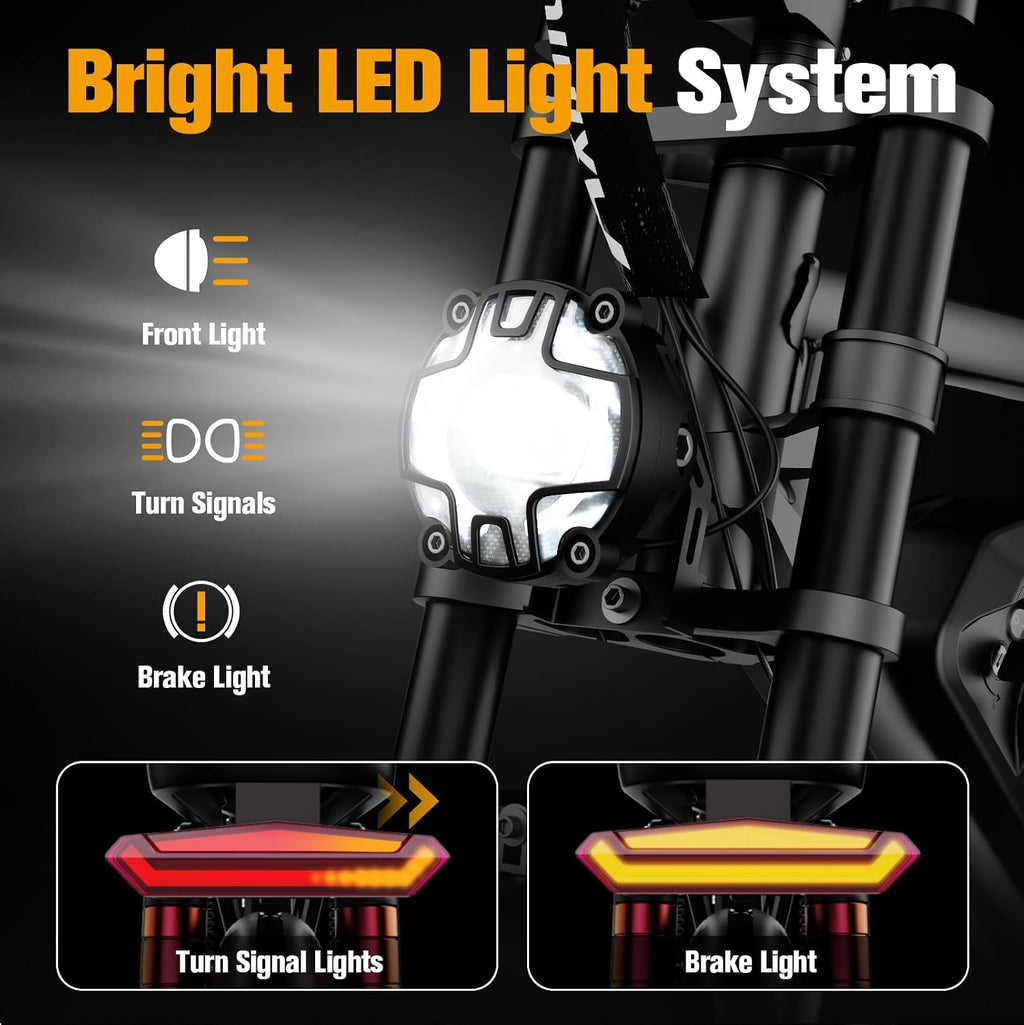 Electric Bike for Adults, 52V 40Ah Battery Peak 2000W Motor 35MPH, 50-180 Miles, 20' Fat Tire Dirt Bicycle Dual Suspension All Terrain Motorcycle, Moped Style Ebike for Mountains Snow Sand Road