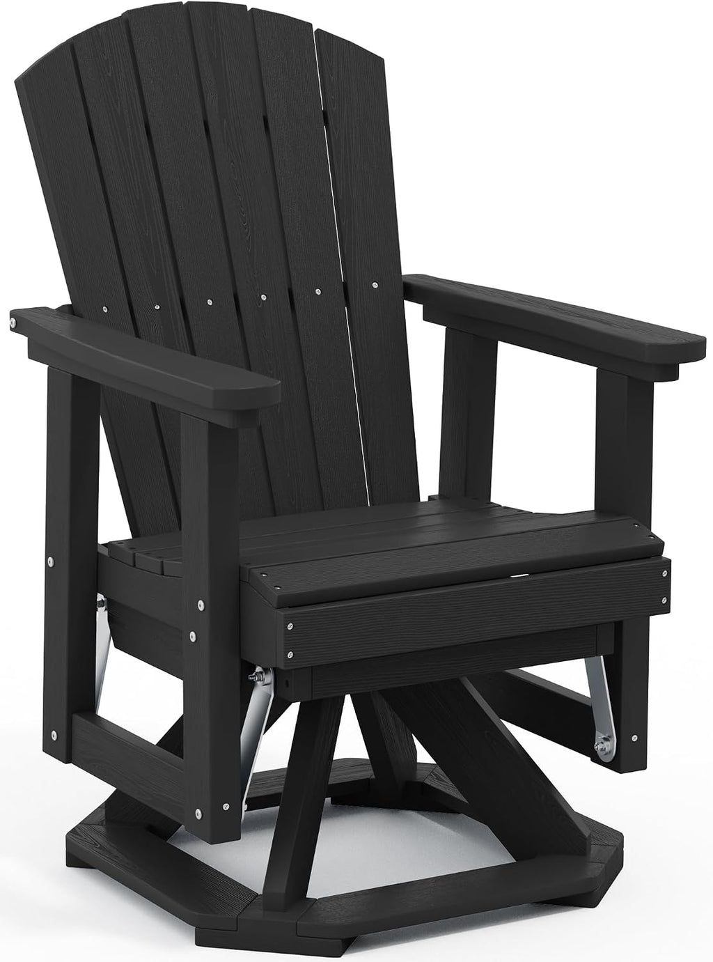 SERWALL Adirondack Swivel Glider Chair, HDPE All-Weather Patio Glider, 360 Degree Single Seat Glider Chair for Outdoor, Black