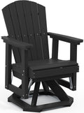 SERWALL Adirondack Swivel Glider Chair, HDPE All-Weather Patio Glider, 360 Degree Single Seat Glider Chair for Outdoor, Black