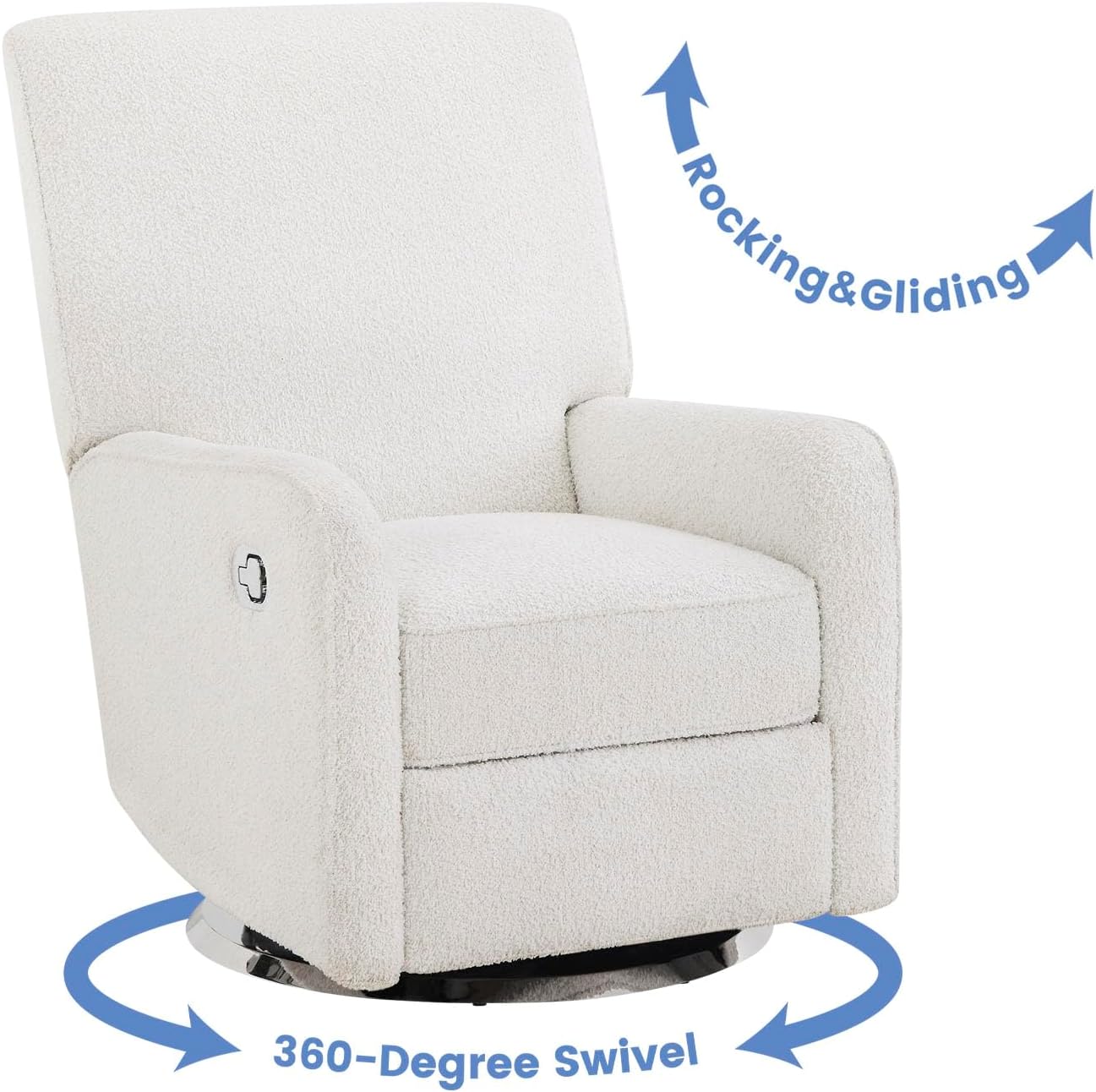 Delta Children Nest Nursery Swivel Recliner - Fabric is GREENGUARD Gold Certified and Oeko-TEX Standard 100 - Upholstered in a Unique Chenille Yarn for Blanket Like Softness, Oyster