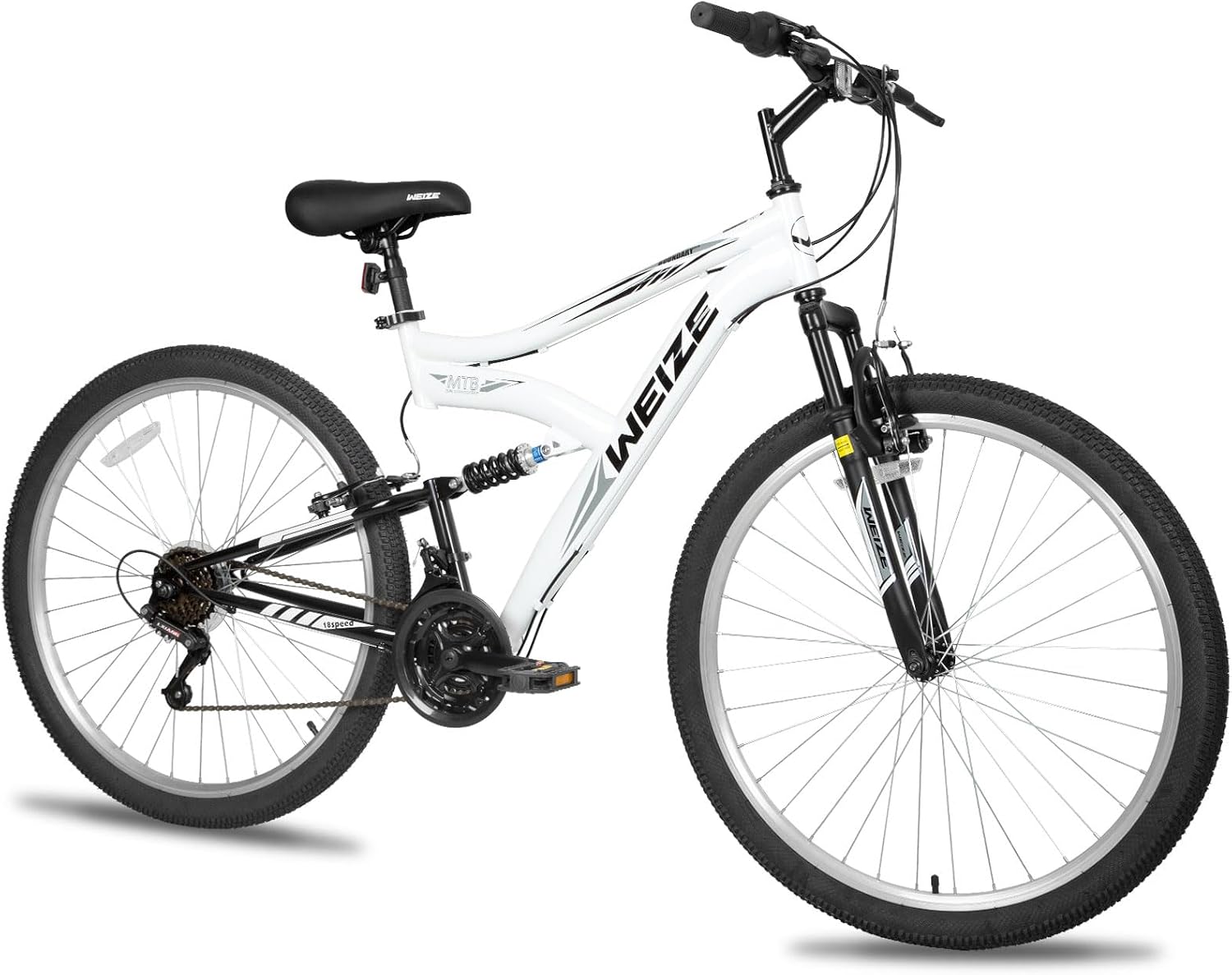 WEIZE Mountain Bike 26 27.5 inch Outdoor Cycling Bike 18-Speed/High-Carbon Steel/Dual Full Suspension, Adjustable Ergonomic Seat for Men Women Adult, MTB Bicycle with Suspension Fork