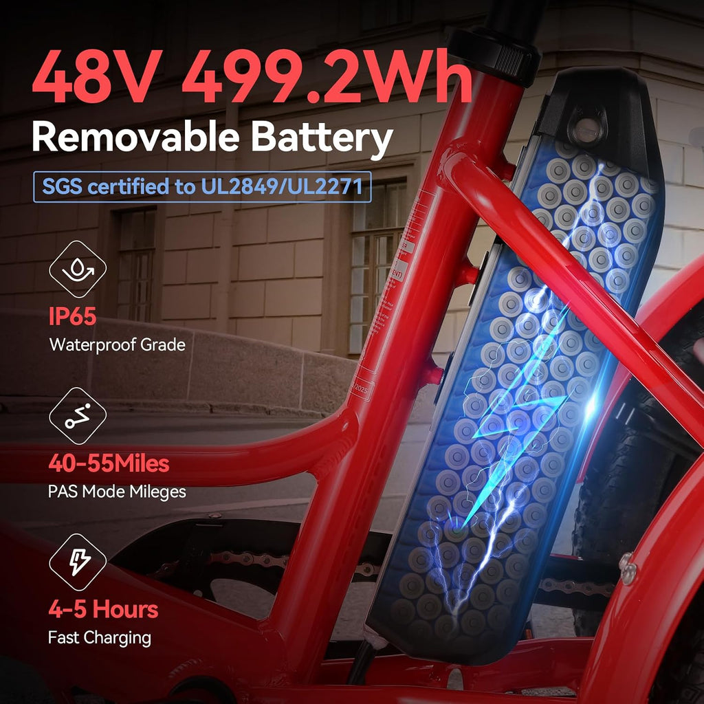 Vivi 750W Peak 20'' Folding 3 Wheels Electric Bicycle Bikes, 48V 10.4Ah Removable Battery Electric Tricycle for Adults, Speed Differential, 15.5MPH Eletric Trike with Bracket