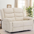 Korser Loveseat Recliner Sofa for RV Furniture and Theater Seating, Wall Hugger Loveseat Recliner, Oversized Loveseats Couch with Front Porckets&Side Pockets, Fabric, Beige