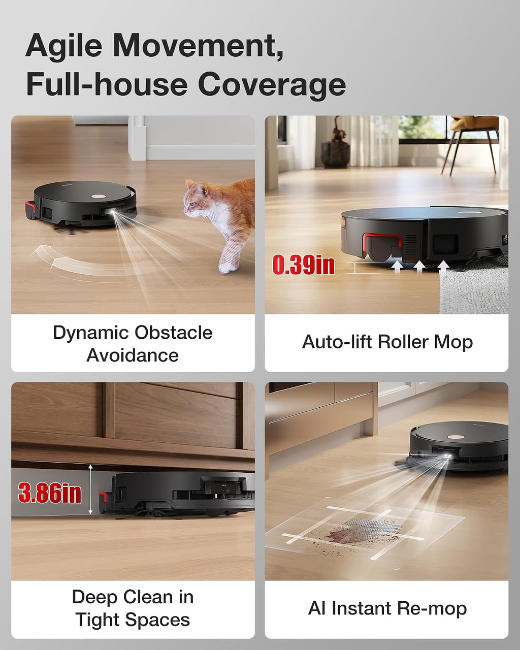 Yeedi S14 Plus Robot Vacuum and Mop, 18,000Pa Suction, OZMO Roller Mopping, ZeroTangle 2.0, TruEdge 3D Sensor, All-in-One Station with Auto Hot Water Washing & Self-Drying, Black