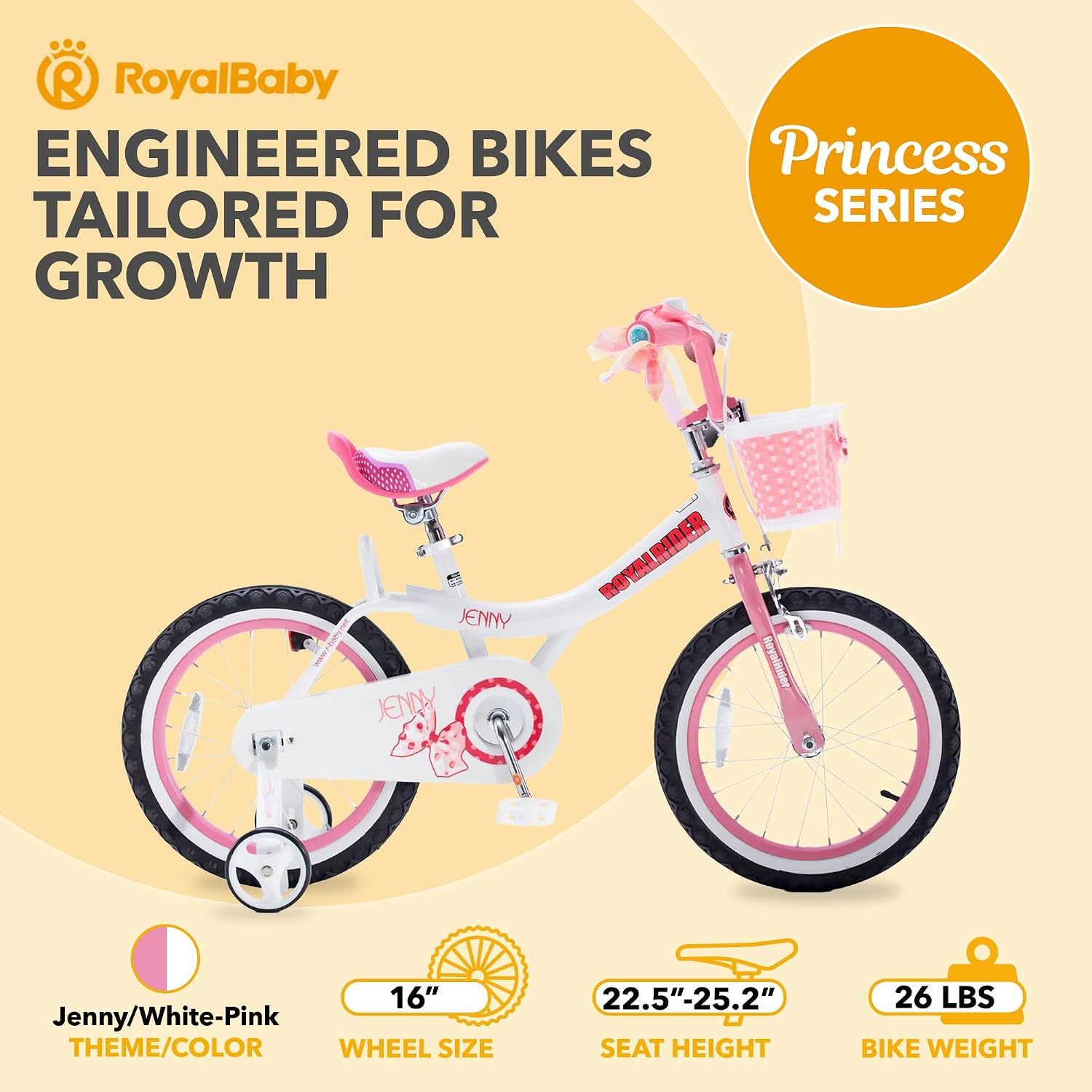 Royalbaby Princess Girls Kids Bike 12 14 16 18 20 Inch Children Bicycle with Basket for Age 3-12 Years