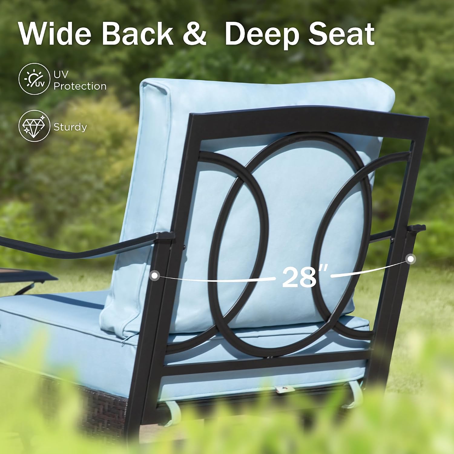 PHI VILLA Patio Chairs Set of 2, Outdoor Wicker Chairs with Thick Cushion, All Weather High Back Outdoor Furniture for Balcony Porch and Yard