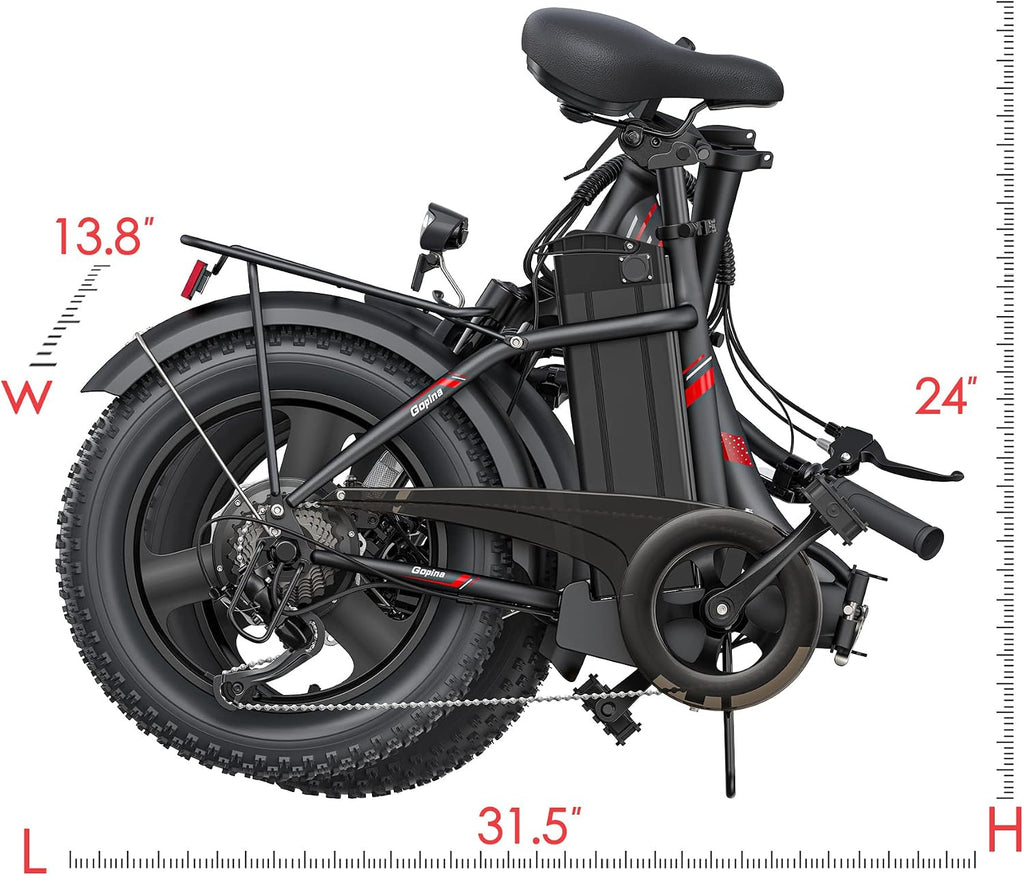 Vivi Gopina Electric Bike, 16' x 3.0 Fat Tire Electric Bike, Peak 500W Step Thru Electric Bicycle, 48V Removable Battery, Up to 40 Miles, LCD Display, 20mph, 7 Speed, SGS Certified to UL2849