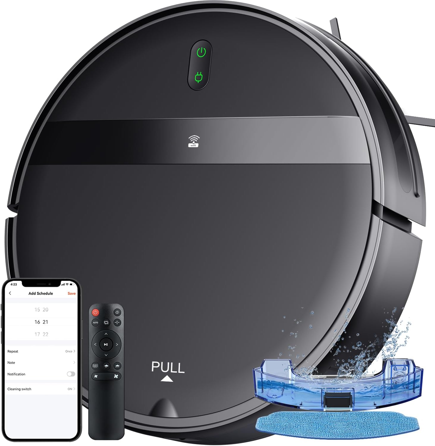Kilgone Robotic Vacuum Cleaner 200mL Dustbin 230mL Tank for Hard Floors