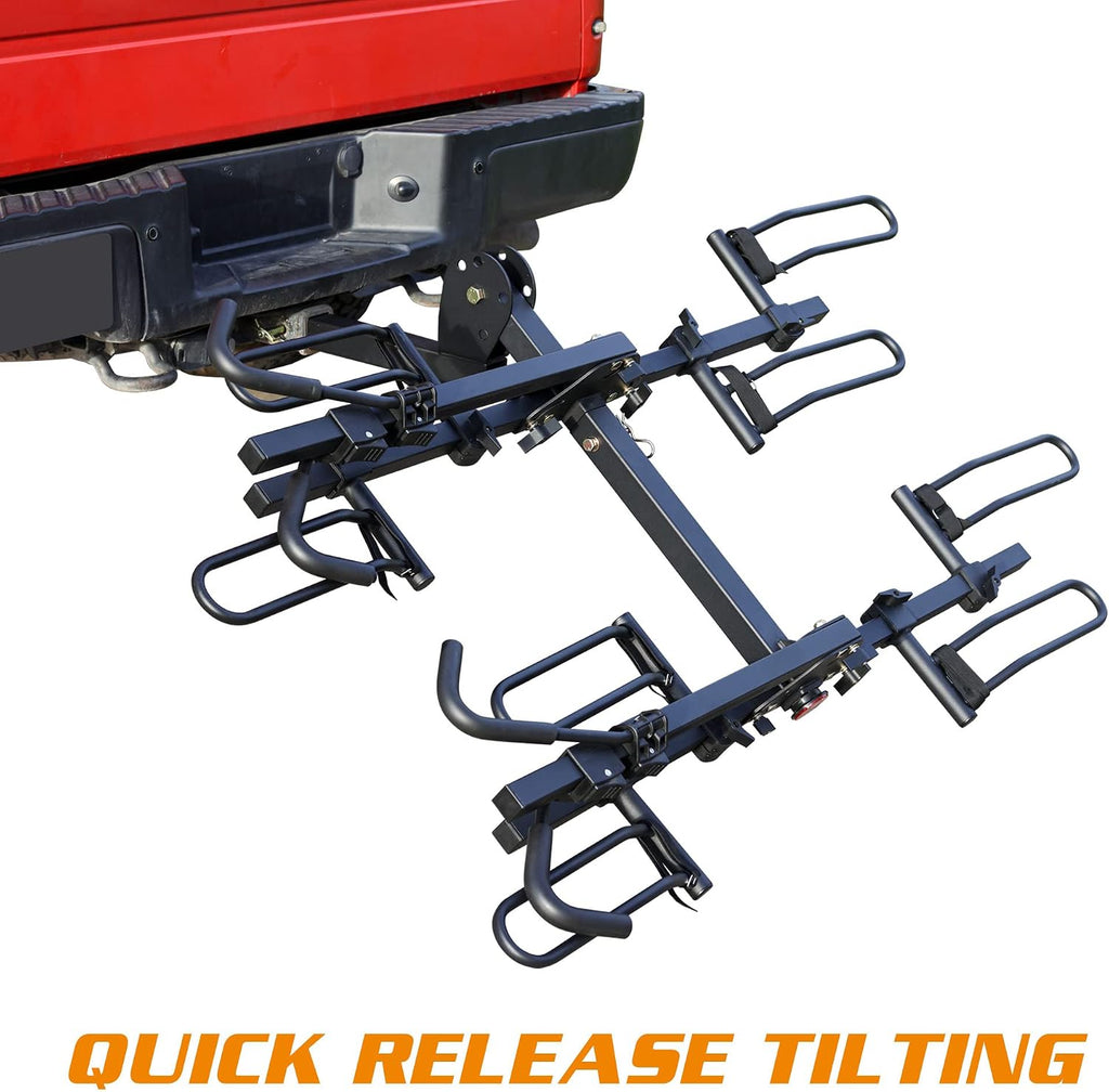 Young 4-Bike Rack Hitch Mount Platform Style Carrier for Cars Trucks SUVs Minivans with 2' Hitch Receiver, 4 Bikes X 40 lbs (160 lbs Total) Load Capacity