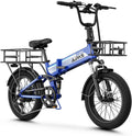 Aipas F3 Electric Bike for Adults with 1500W Motor Peak, 48V 12.8Ah Removable Battery Max 62 Miles 28MPH,20' x 3.0 Fat Tire Folding Electric Bike with 7-Speed and Full Suspension.