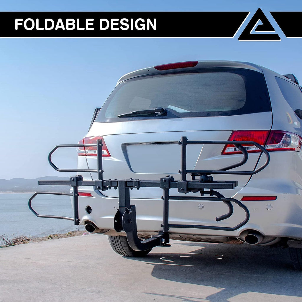 Leader Accessories 2-Bike Platform Style Hitch Mount Bike Rack, Tray Style Bicycle Carrier Racks Foldable Rack for Cars, Trucks, SUV and Minivans with 2' Hitch Receiver - Quick Hitch Pins Design