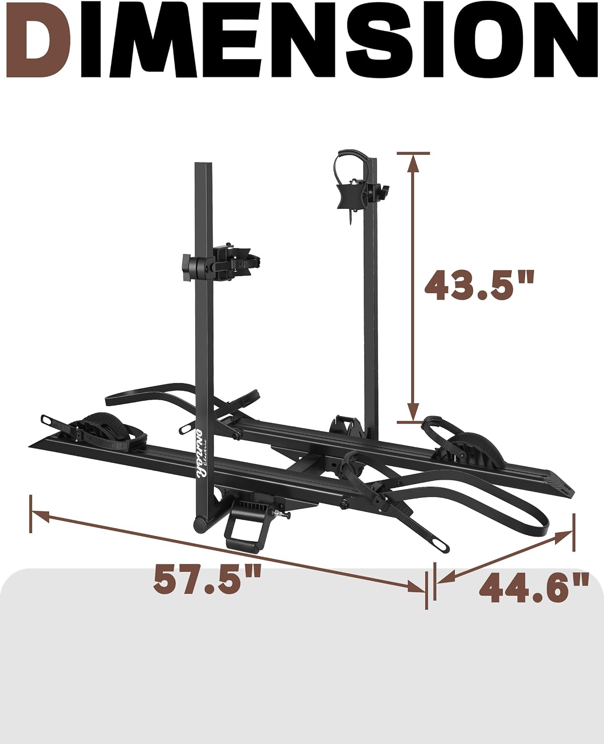 Young E-Bike Rack Hitch Mount Platform Style for Cars Trucks SUVs Minivans RV, fits E-Bike with Up to 5-inch Fat Tire, 200 lbs Capacity, Anti-falloff 360° Swirl Structure