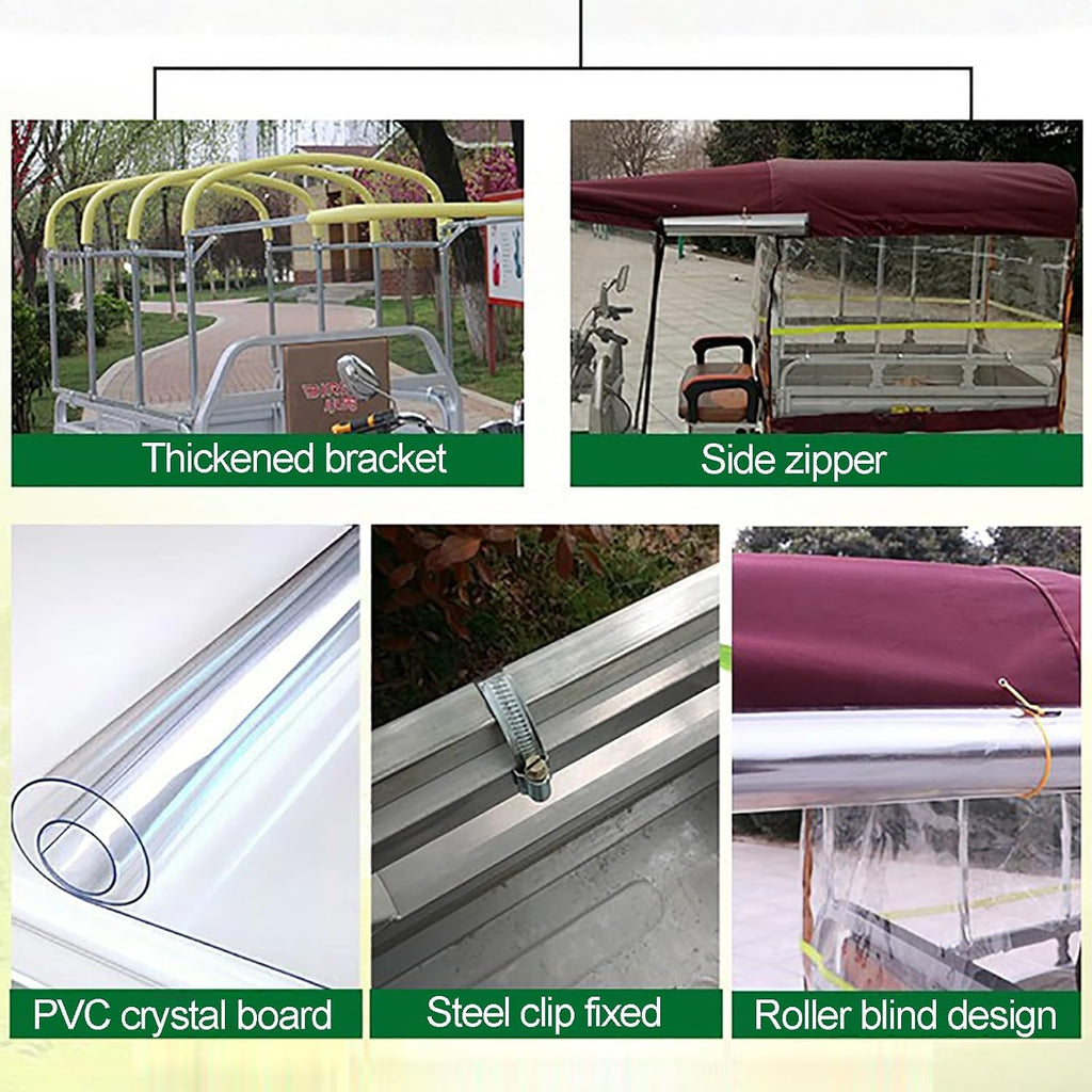 Electric Tricycle Awning, SANBENGZI Dump Truck Rainproof Tarpaulin, 3 Wheel Cargo Trike Windshield,Adult Tricycle Bike Cover (Size : L:150cm/55in W:95cm/37in)