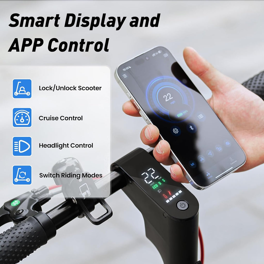 Electric Scooter, 23 Miles, 22 MPH Top Speed Electric Scooter for Adults, 500W Powerful Motor,10'/8.5' Pneumatic Tires Commuting Scooter, Foldable Escooter for Commuting & Campus Use
