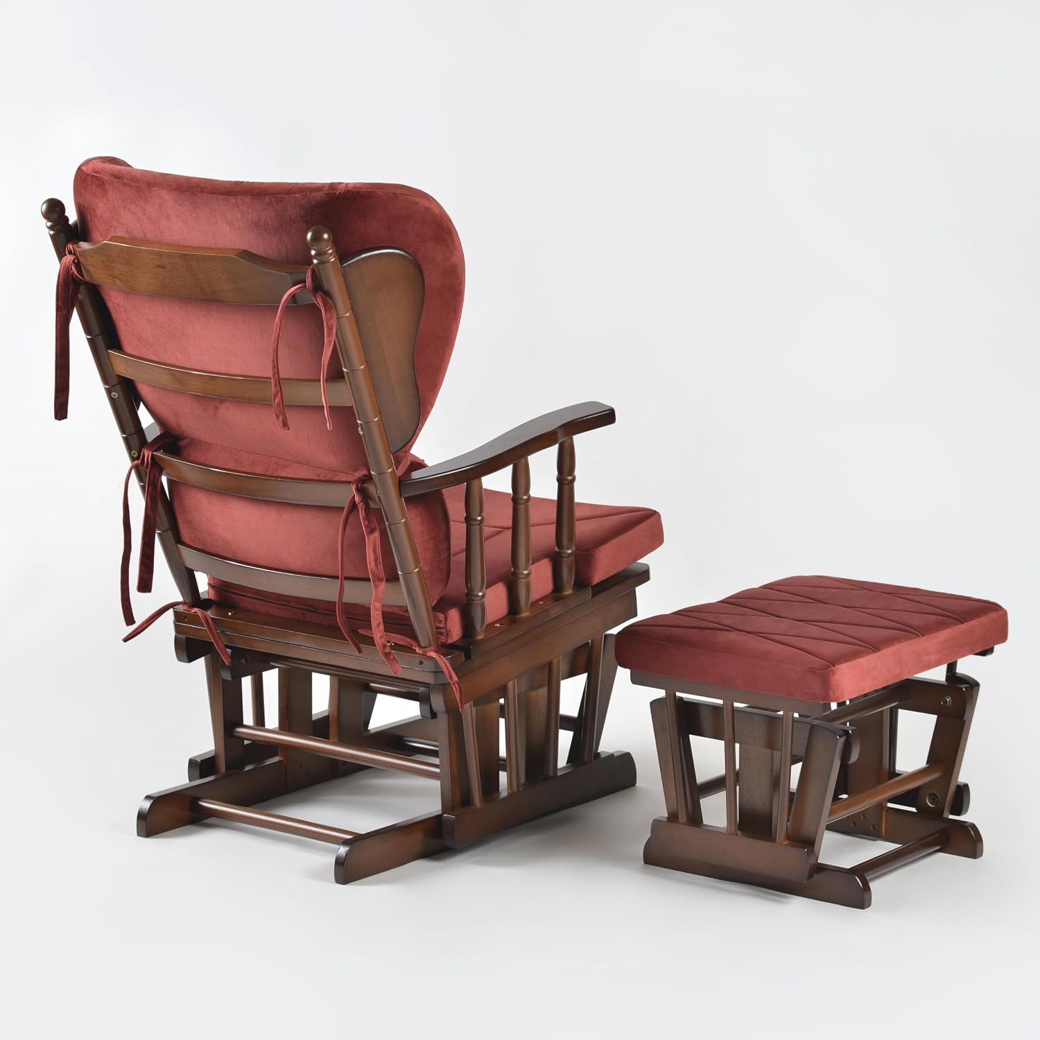 Comfort Deluxe Glider Chair and Ottoman Set (Burgundy), Large