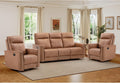 EBELLO Manual Recliner Sofa Furniture Set for Living Room, 2 Leathaire Nursing Chairs Swivel Glider Recliners and a 3 Seater Reclining Couch Set for Home Office, Brown