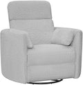 Pemberly Row Manual Glider Recliner Swivel Accent Chair, Upholstered Seating Chair Featuring Manual Recline with Glider and Swivel Functions, Angora Linen Finish