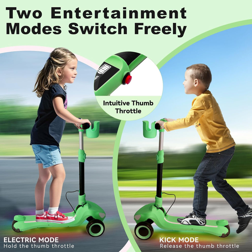 3 Wheel Electric Scooter for Kids Ages 3-10, w/Storage Basket, LCD Screen, Full Body Lights Up, Wide Deck, 5Mph Safe Speed, 90min Riding, Balance Foldable Kick Scooter for Boys & Girls