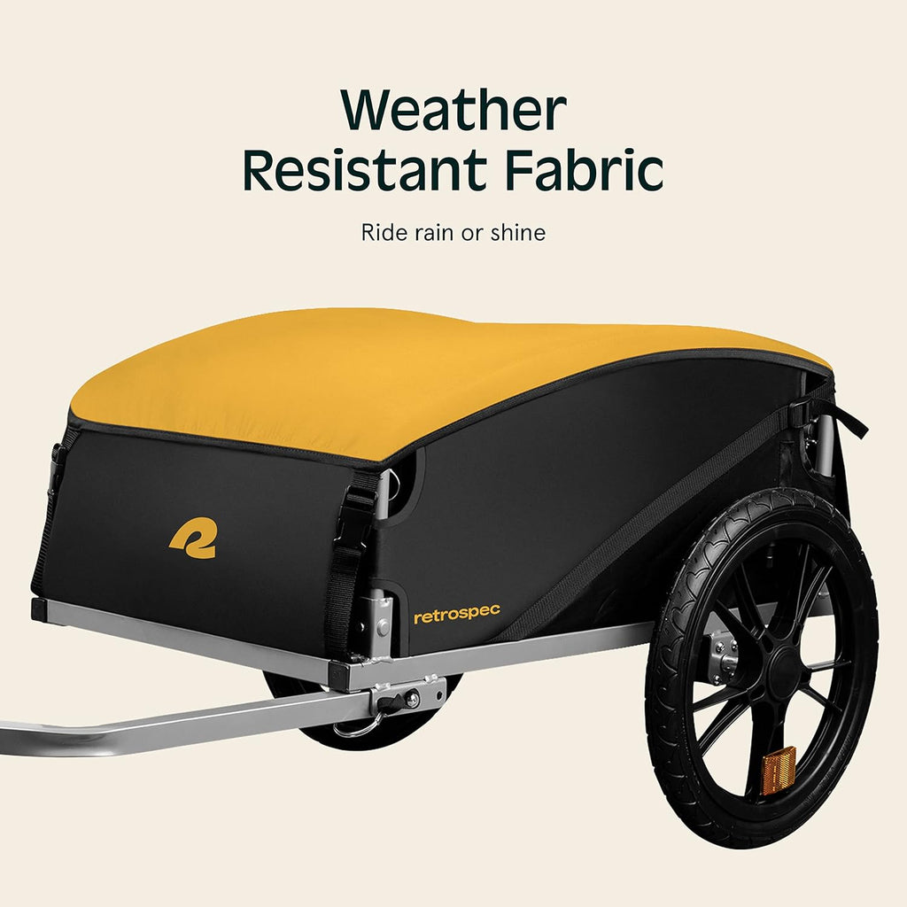 Retrospec Rover Hauler Bike Cargo Trailer - Foldable Frame with Weather-Resistant Fabric & 80lb Capacity - Universal Bike Trailer for 20-29in Wheels - Includes Safety Flag & D-Ring Anchors
