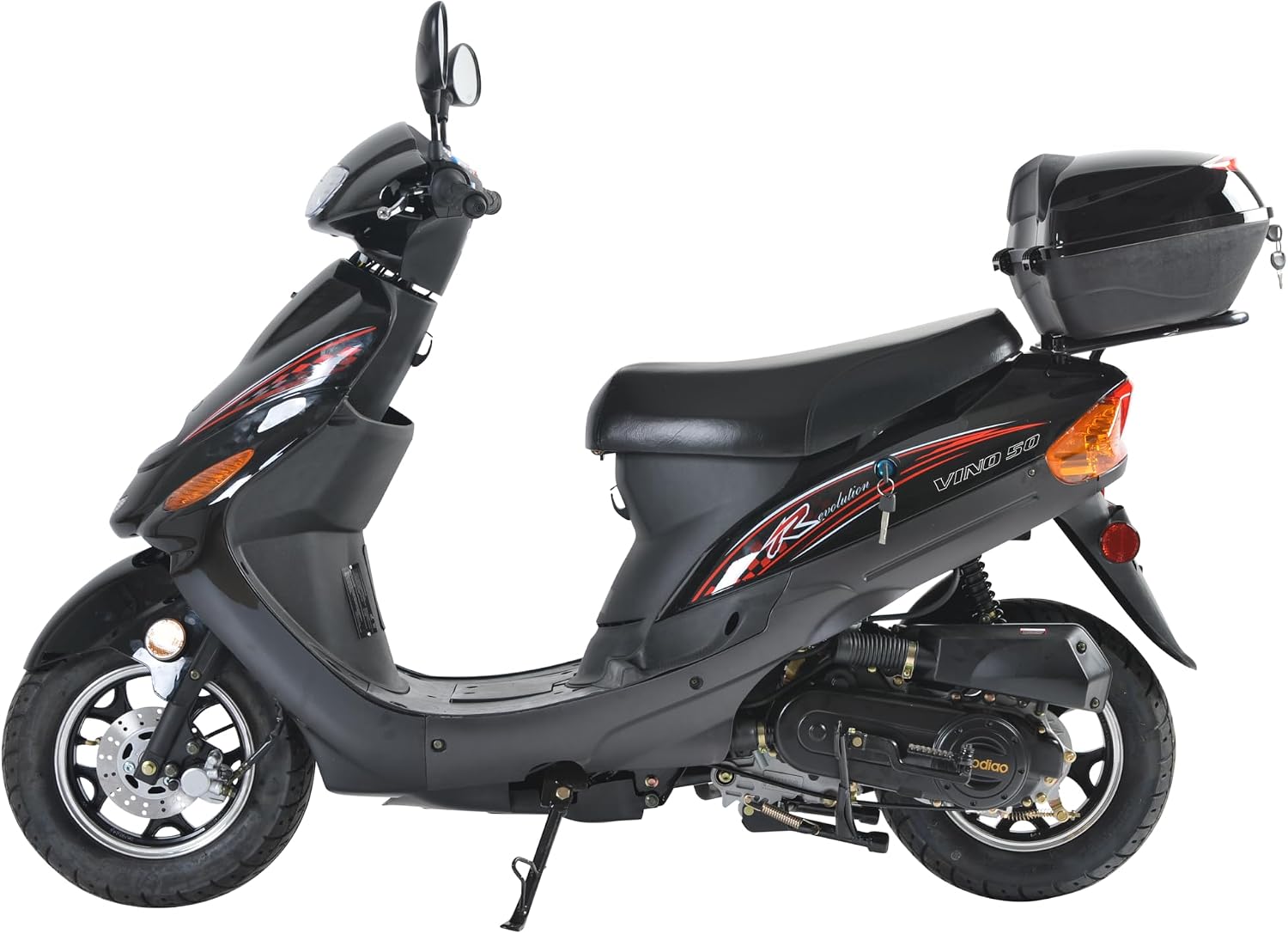 HHH 50cc Scooter Gas Street Scooter Fully Automatic 50cc Bike Moped with Matching Trunk for Youth and Adult (Black Color) (Factory Packaged)