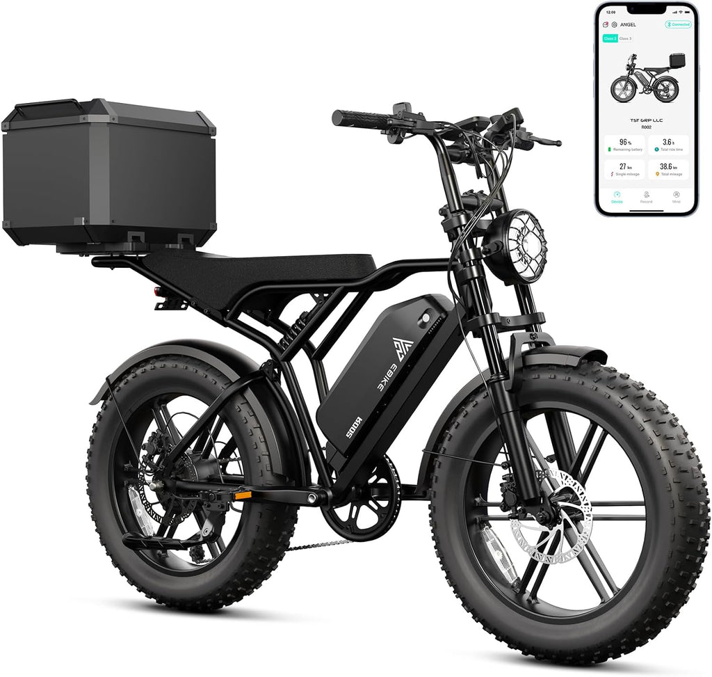 TST Electric Bike for Adults, 1500W Peak Motor 60/100 Miles Fat Tire Ebike with 48V 15Ah/25Ah Removable Battery 20' Electric Dirt Bike Full Suspension and 7-Speed