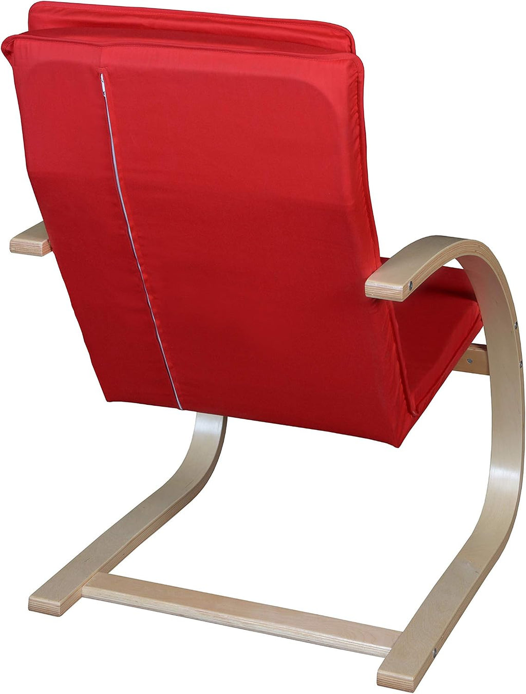 Niche Mia Bentwood Reclining Rocking Chair – Lightweight, Ergonomic & Durable with Washable Cotton Cover, Sturdy Cantilever Frame for Home, Office & Nursery (Natural/Red)