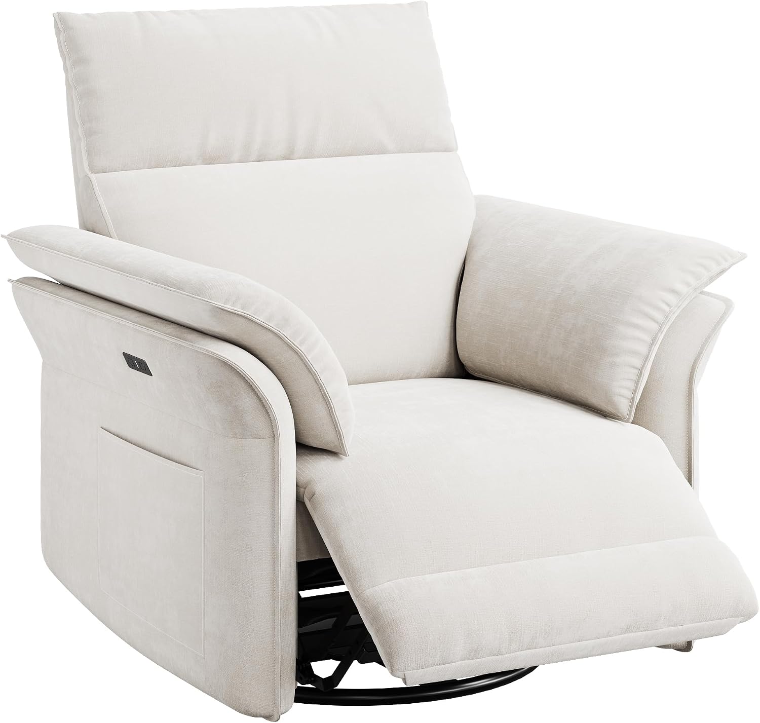 Garvee Power Recliner Glider Chair with Smooth Swivel and Rocking Motion Adjustable Recline USB Charging Port Premium Chenille Fabric and Double Armrests for Living Room and Nursery