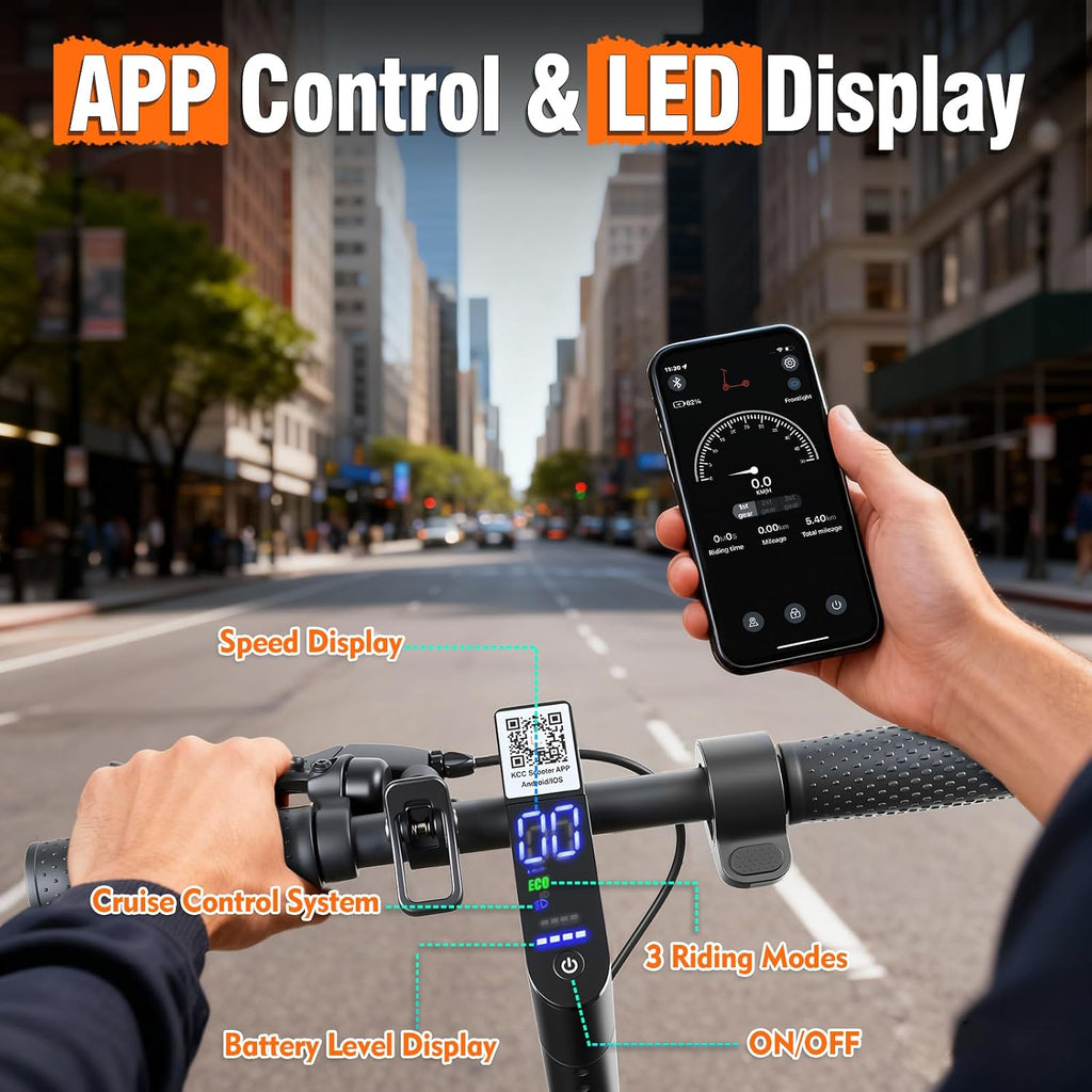 Foldable Electric Scooter for Adults & Teens - 500W Motor, 16/21 Miles Range & 12/19 Mph Speed, 8.5' Puncture-Proof Tires, Dual Brakes & Cruise Control - Heavy-Duty Commuter E-Scooter