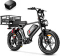 Electric Bike for Adults, 52V 40Ah Battery Peak 2000W Motor 35MPH, 50-180 Miles, 20' Fat Tire Dirt Bicycle Dual Suspension All Terrain Motorcycle, Moped Style Ebike for Mountains Snow Sand Road